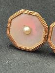 Art Deco 9ct Gold Enamel Pearl Stud Earrings