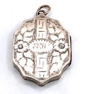 Victorian Rose Gold Engraved Locket Pendant