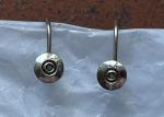 1930s Art Deco Silver Flower Earrings with Sapphire