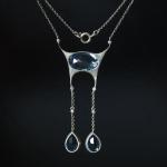 Vintage Art Deco Silver Double Drop Pendant Necklace
