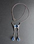 Vintage Art Deco Silver Double Drop Pendant Necklace