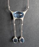 Vintage Art Deco Silver Double Drop Pendant Necklace