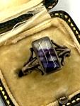 Early Victorian Sterling Silver Blue John Ring