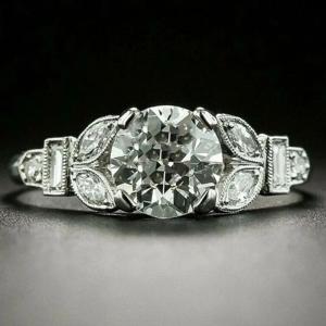 Art Deco Diamond Engagement Ring in 14K White Gold