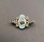 Vintage Micro Mosaic Flower Brooch with C Clasp