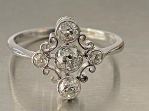 Edwardian Trilogy Diamond Ring in Platinum