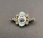 Vintage Micro Mosaic Flower Brooch with C Clasp