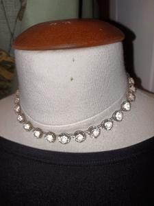 Art Deco Sterling Silver Paste Riviere Necklace