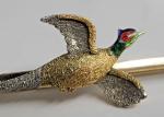 Antique 18ct Gold Enamel Pheasant Brooch 1930s