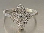 Edwardian Trilogy Diamond Ring in Platinum