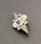 Vintage Micro Mosaic Flower Brooch with C Clasp