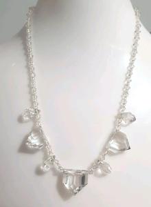Vintage Art Deco Clear Beaded Glass Necklace 17