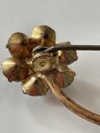 Vintage Floral Brooch with Blue Rhinestones