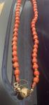 Antique 18k Gold Coral Necklace with Ball Clasp