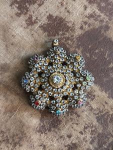 Vintage Rhinestone Brooch Necklace Indian Jewelry