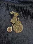 Vintage Pink Rabbit Bicycle Brooch