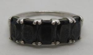 Vintage Art Deco Sterling Silver Black Garnet Ring