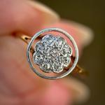 15ct Gold Art Deco Diamond Daisy Cluster Ring
