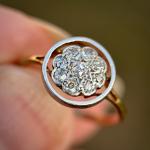 15ct Gold Art Deco Diamond Daisy Cluster Ring