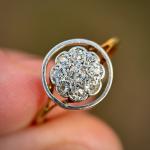 15ct Gold Art Deco Diamond Daisy Cluster Ring