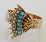 Antique 15ct Gold Turquoise & Seed Pearl Ring