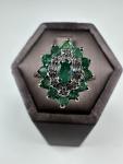 Vintage 1950s 9ct Gold Emerald Diamond Ring