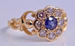 Elegant 1830s Gold Sapphire and Diamond Ring