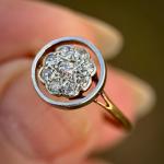 15ct Gold Art Deco Diamond Daisy Cluster Ring