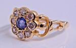 Elegant 1830s Gold Sapphire and Diamond Ring