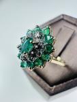 Vintage 1950s 9ct Gold Emerald Diamond Ring