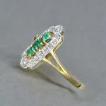 Emerald Diamond Ring in 9ct Gold – Antique Style
