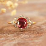 Ruby and Diamond Antique Wedding Band Ring