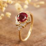Ruby and Diamond Antique Wedding Band Ring