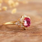 Ruby and Diamond Antique Wedding Band Ring
