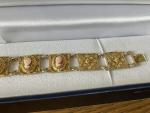 Antique Silver Cameo Filigree Bracelet 18.5cm