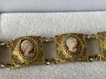 Antique Silver Cameo Filigree Bracelet 18.5cm