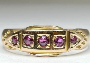 Victorian 15ct Gold Ruby Half Eternity Ring
