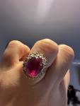 Vintage Ruby and Diamond Cluster Art Deco Ring