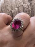 Vintage Ruby and Diamond Cluster Art Deco Ring