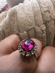 Vintage Ruby and Diamond Cluster Art Deco Ring