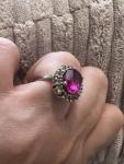 Vintage Ruby and Diamond Cluster Art Deco Ring