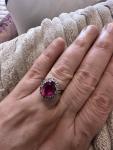 Vintage Ruby and Diamond Cluster Art Deco Ring
