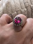 Vintage Ruby and Diamond Cluster Art Deco Ring