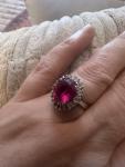 Vintage Ruby and Diamond Cluster Art Deco Ring