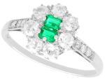 1925 Platinum Ring with Emerald and Diamond