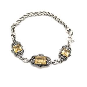 Vintage Art Deco Silver Gemstone Bracelet