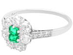 1925 Platinum Ring with Emerald and Diamond