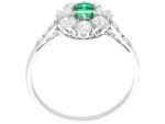 1925 Platinum Ring with Emerald and Diamond
