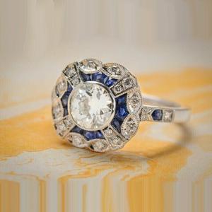 Art Deco 1.50Ct Diamond Engagement Ring in White Gold
