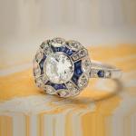 Art Deco 1.50Ct Diamond Engagement Ring in White Gold